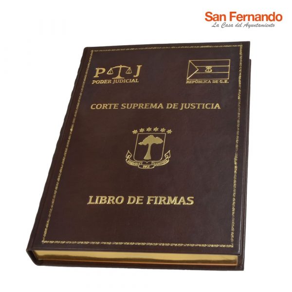 Gran Libro de Firmas Oro en piel con estampación oro con canto dorado