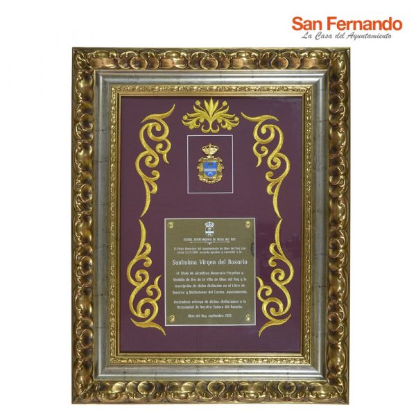 Gran cuadro de reconocimiento Alcaldesa Honoraria-Perpetua y Medalla de Oro