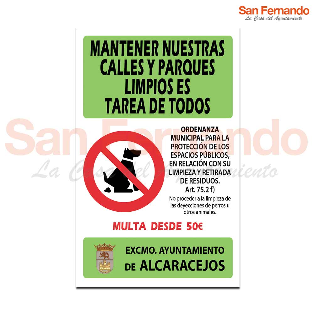 Cartel norma de uso limpieza cacas perros