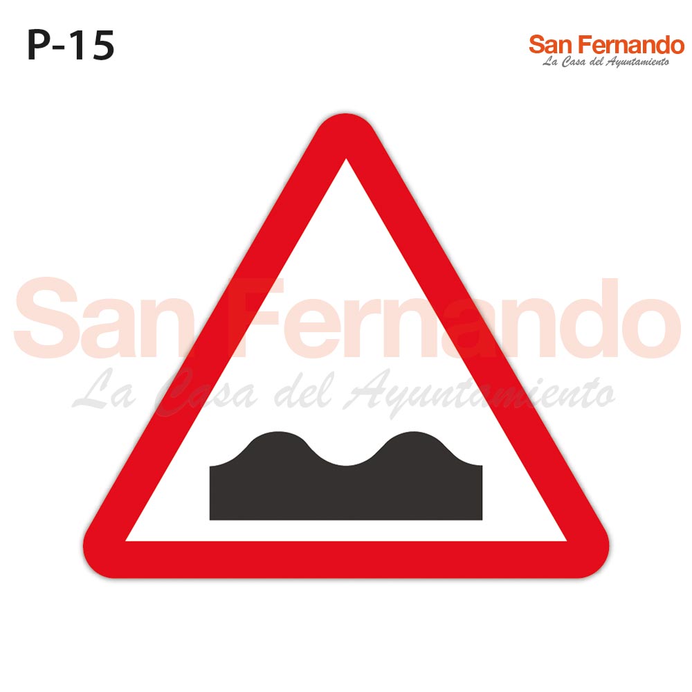 Senalizacion vertical. peligro triangular. Perfil irregular, baden, resalto
