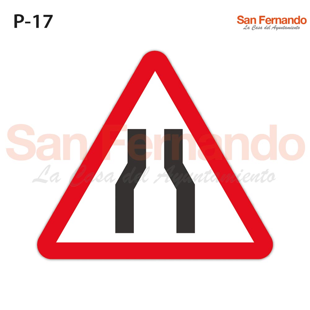 Senalizacion vertical. Peligro estrechamiento carril