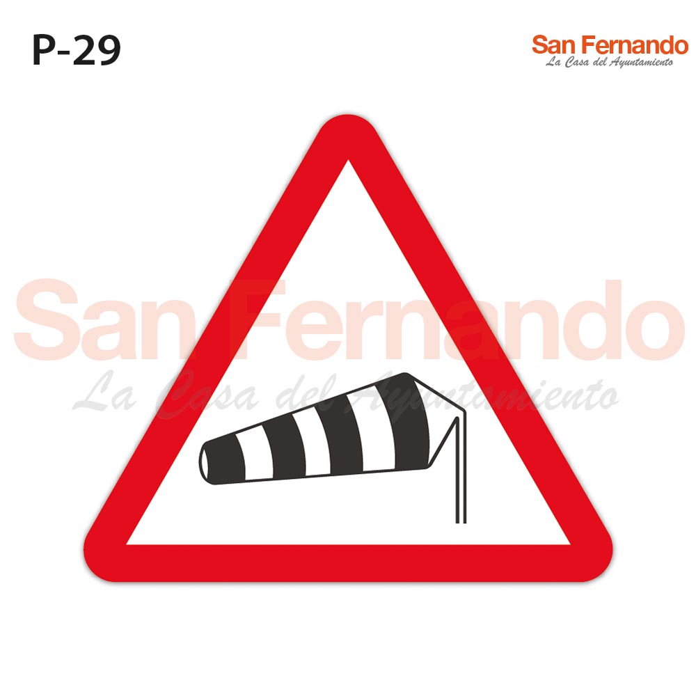 Senalizacion vertical. Triangulo peligro viento transversal
