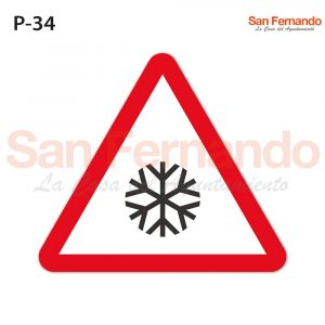 Senalizacion vertical. Triangulo peligro suelo carretera deslizante hielo nieve