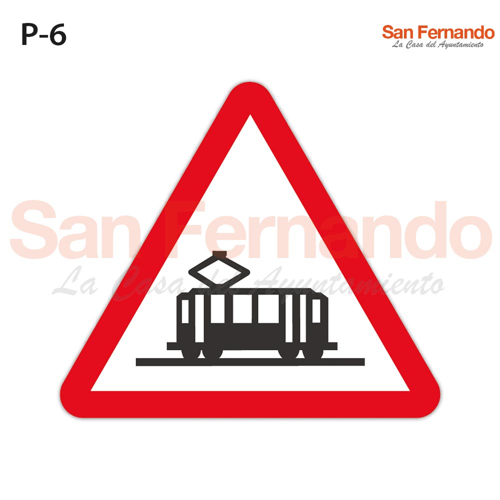 Senalizacion vertical. Peligro tranvia. Triangular