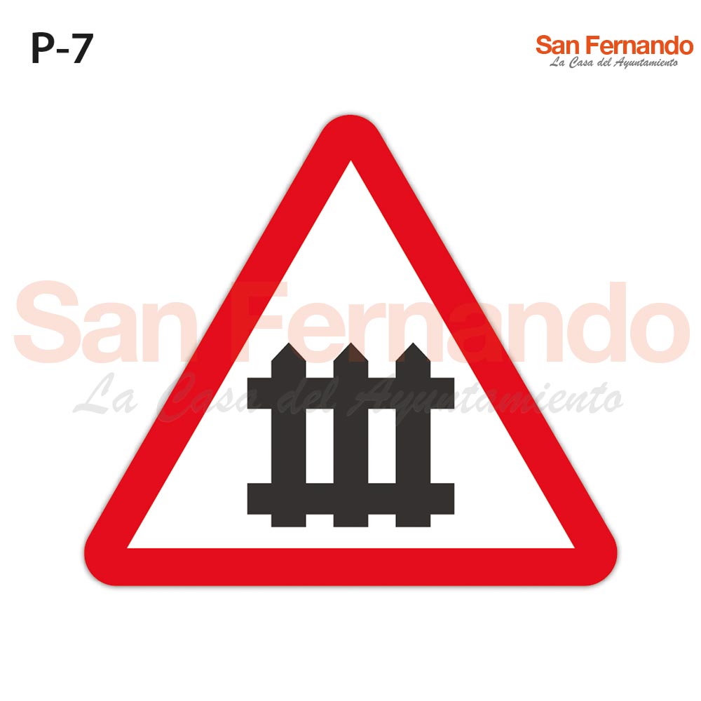 Senalizacion vertical. Peligro. Traingular. Barrera