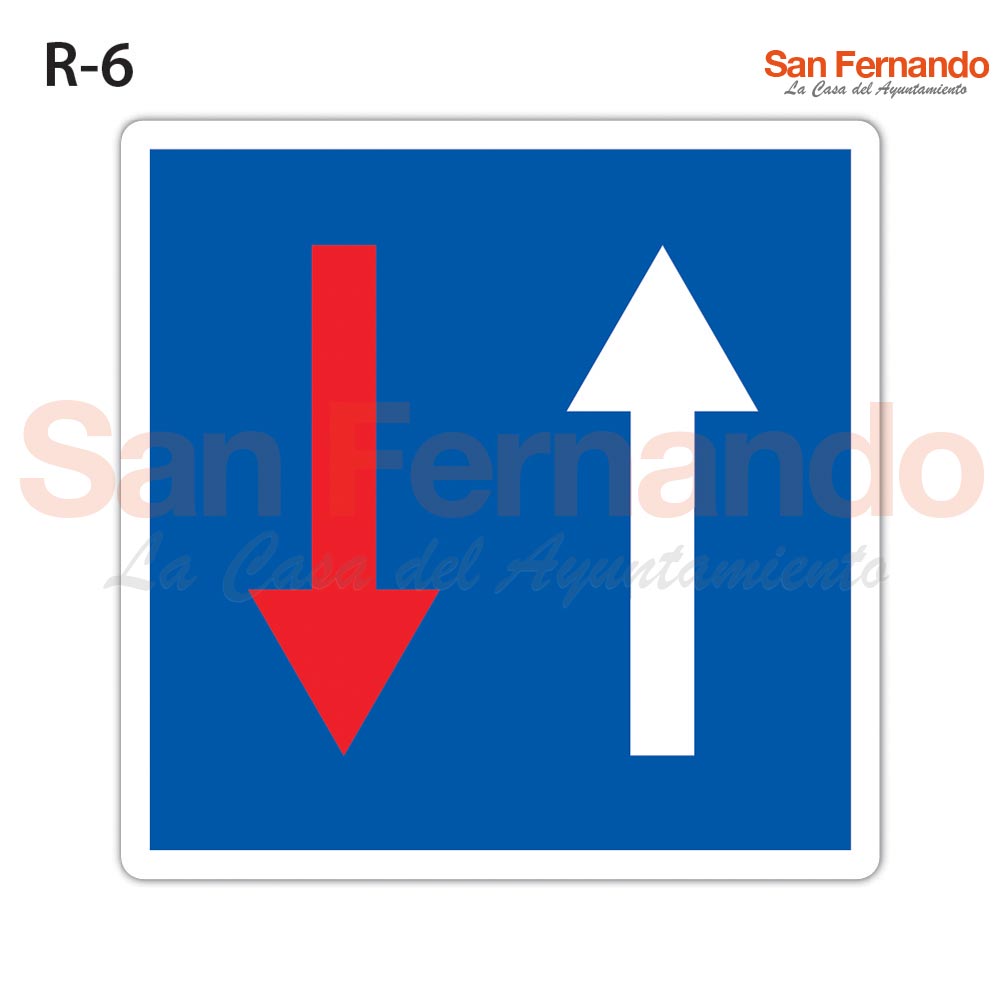 senal trafico prioridad cuadrada azul