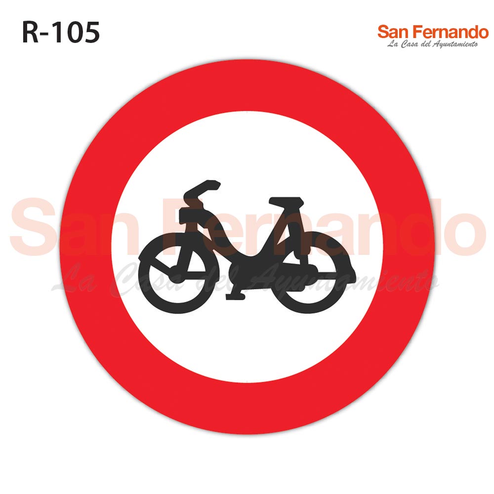 senalizacion vertical, prohibicion entrada ciclomotores scooters