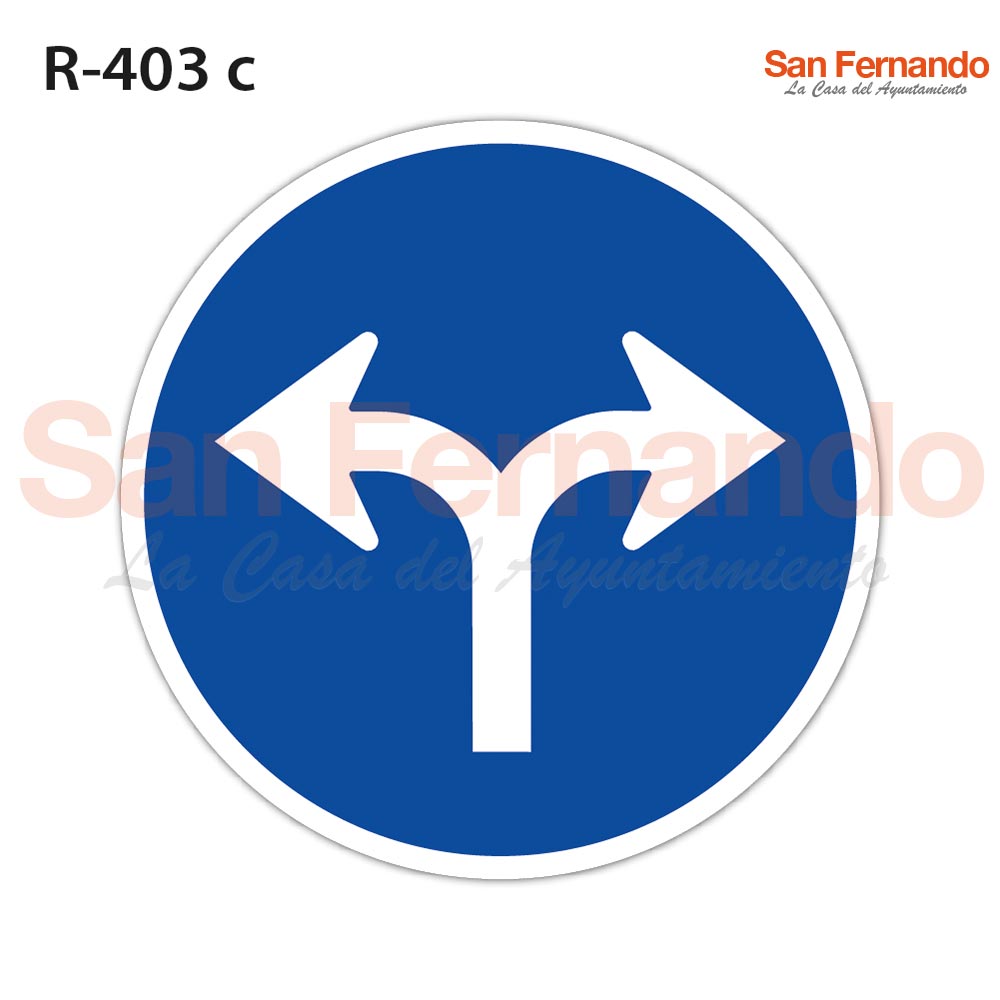 dos flechas de unico sentido obligatorio. senal azul redonda