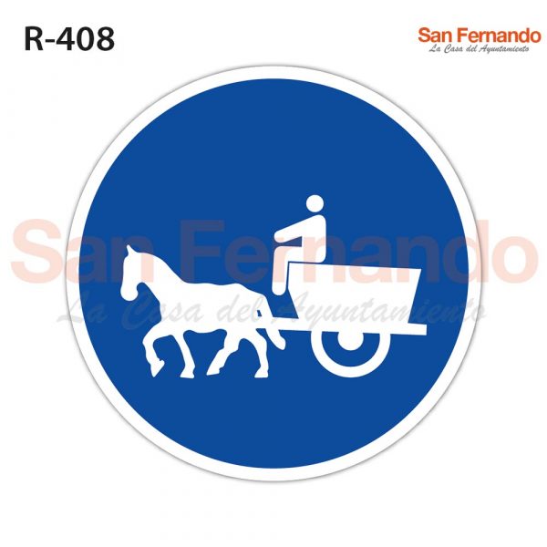 camino obligatorio coches caballos senal redonda azul