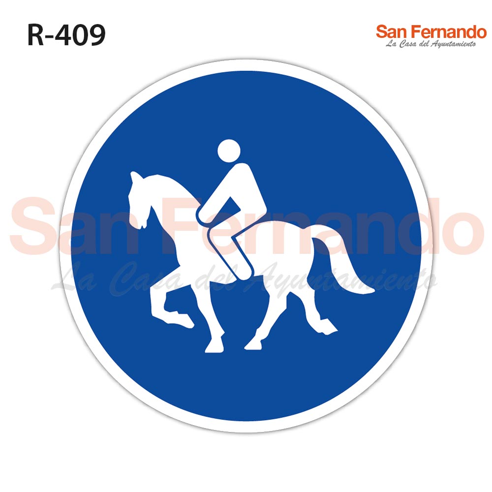 camino caballos. senal redonda azul