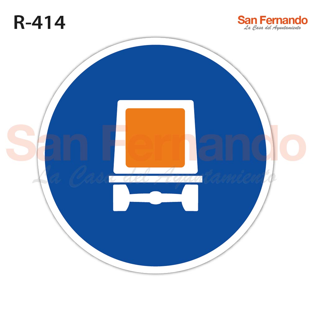 senaliacion vertical. redonda azul. mercancias peligrosas