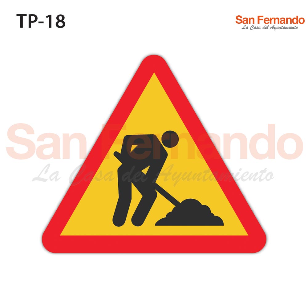 senalizacion vertical obras. triangulo amarillo